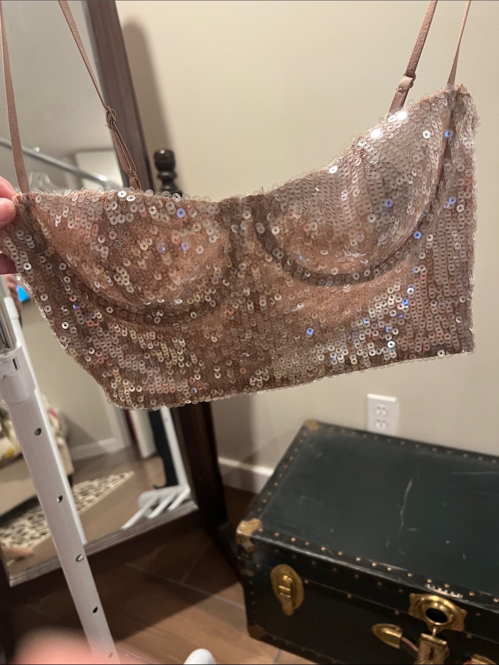 Zara Sequin Bustier Crop Top - Gold